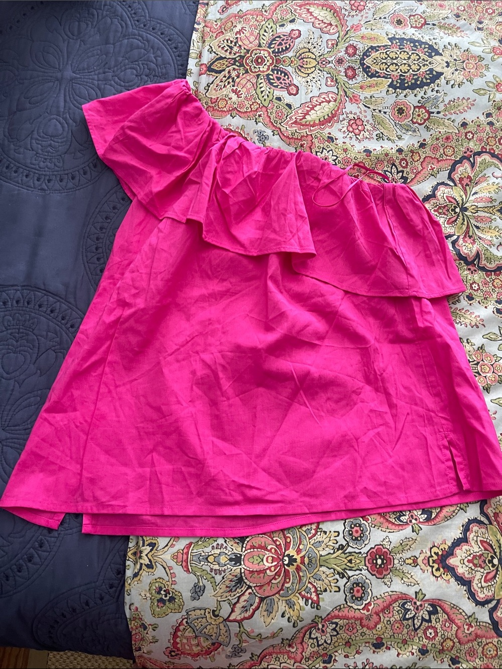 LOFT Hot Pink Off-Shoulder Ruffle Top